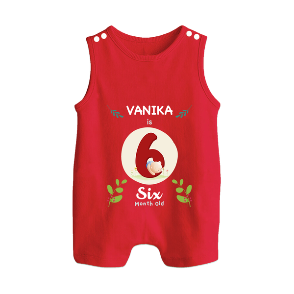 Customized Baby Romper Suit/ Sleeveless Romper | Celebrate 6th Month | Soft & Comfy Fit Romper Suit/ Sleeveless Romper - RED - 0 - 5 Months Old (Chest 18")