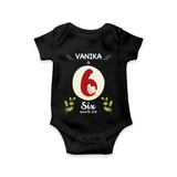 Mark your little one's Sixth month with a personalized romper/onesie featuring their name! - BLACK - 0 - 3 Months Old (Chest 16")