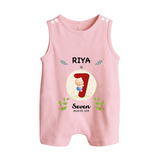 Customized Baby Romper Suit/ Sleeveless Romper | Celebrate 7th Month | Soft & Comfy Fit Romper Suit/ Sleeveless Romper - BABY PINK - 0 - 5 Months Old (Chest 18")