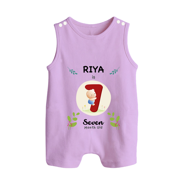 Customized Baby Romper Suit/ Sleeveless Romper | Celebrate 7th Month | Soft & Comfy Fit Romper Suit/ Sleeveless Romper - LILAC - 0 - 5 Months Old (Chest 18")