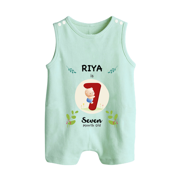 Customized Baby Romper Suit/ Sleeveless Romper | Celebrate 7th Month | Soft & Comfy Fit Romper Suit/ Sleeveless Romper - MINT GREEN - 0 - 5 Months Old (Chest 18")