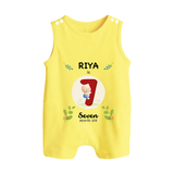 Celebrate Seven month of joy with our delightful customized Romper Suit For Babies - PASTEL YELLOW - 0 - 5 Months Old (Chest 18")