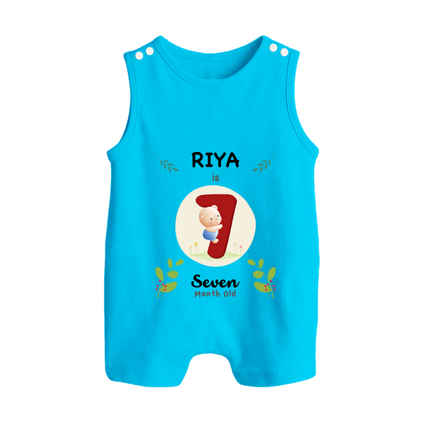 Customized Baby Romper Suit/ Sleeveless Romper | Celebrate 7th Month | Soft & Comfy Fit Romper Suit/ Sleeveless Romper - SKY BLUE - 0 - 5 Months Old (Chest 18")