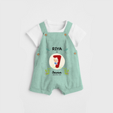 Celebrate The Seventh Month Birthday Customised Dungaree set for your Kids - LIGHT GREEN - 0 - 5 Months Old (Chest 17")