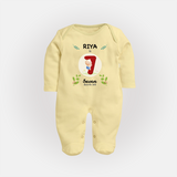 Celebrate Seven month of joy with our delightful customized Sleep Suit For Babies - PASTEL YELLOW - New Born (Chest 7.5")