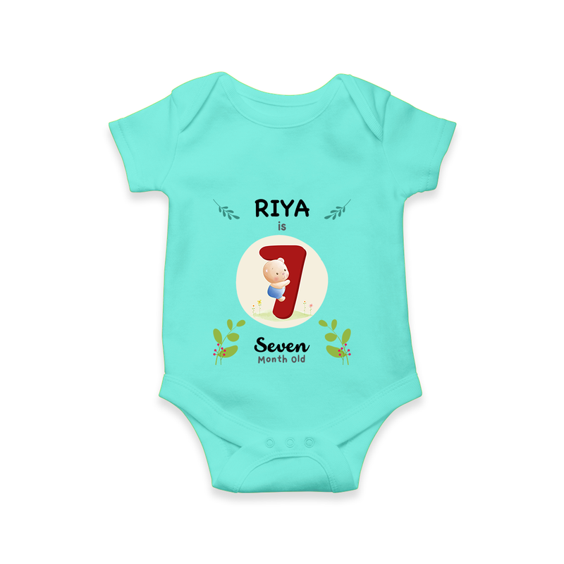 Mark your little one's Seventh month with a personalized romper/onesie featuring their name! - ARCTIC BLUE - 0 - 3 Months Old (Chest 16")