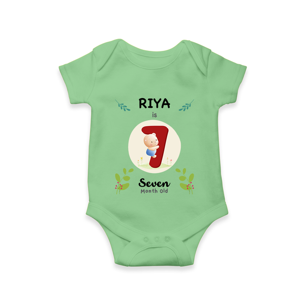 Customized Baby Romper/Onesie | Celebrate 7th Month | Soft & Comfy Fit - GREEN - New Born (Chest 14")
