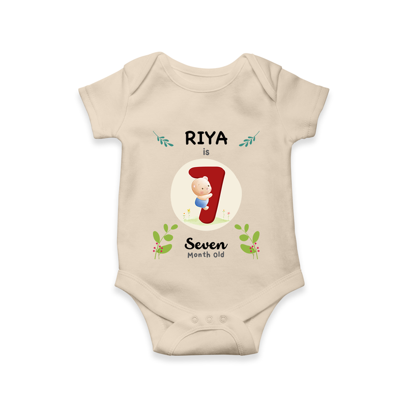 Celebrate Seven month of joy with our delightful customized Romper For Babies - IVORY - 0 - 3 Months Old (Chest 16")