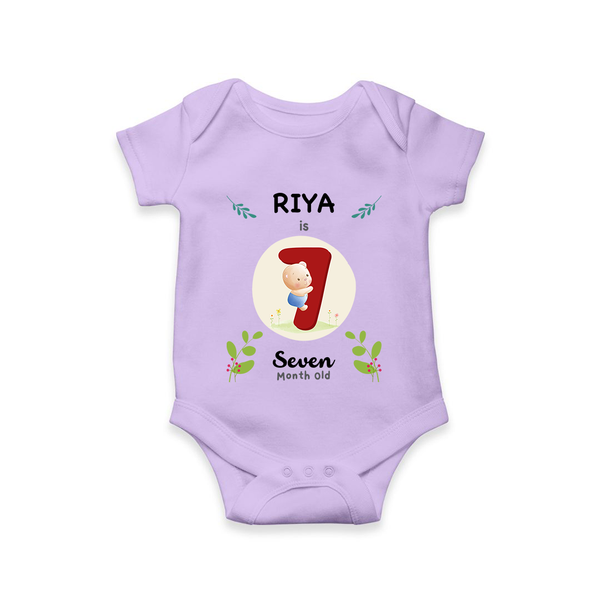 Customized Baby Romper/Onesie | Celebrate 7th Month | Soft & Comfy Fit - LILAC - New Born (Chest 14")