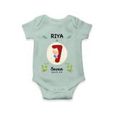 Mark your little one's Seventh month with a personalized romper/onesie featuring their name! - MINT GREEN - 0 - 3 Months Old (Chest 16")