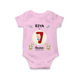 Mark your little one's Seventh month with a personalized romper/onesie featuring their name! - PINK - 0 - 3 Months Old (Chest 16")