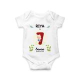 Mark your little one's Seventh month with a personalized romper/onesie featuring their name! - WHITE - 0 - 3 Months Old (Chest 16")