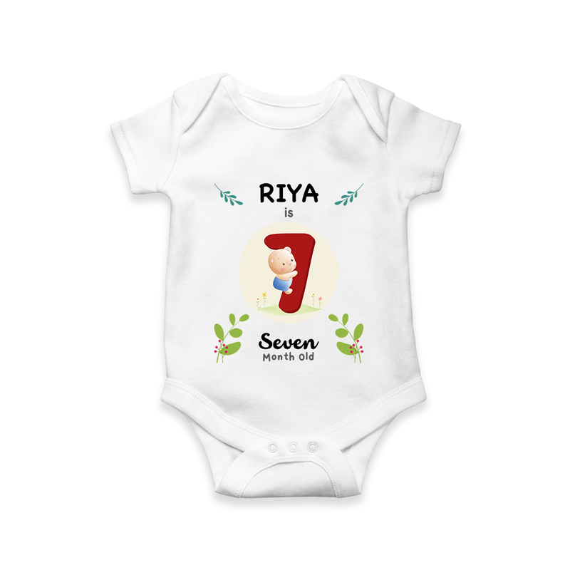 Celebrate Seven month of joy with our delightful customized Romper For Babies - WHITE - 0 - 3 Months Old (Chest 16")