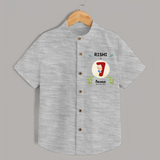 Customized Baby Shirt | Celebrate 7th Month | Soft & Comfy Fit Shirt - GREY - 0 - 6 Months Old (Chest 23")