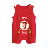 Customized Baby Romper Suit/ Sleeveless Romper | Celebrate 7th Month | Soft & Comfy Fit Romper Suit/ Sleeveless Romper - RED - 0 - 5 Months Old (Chest 18")