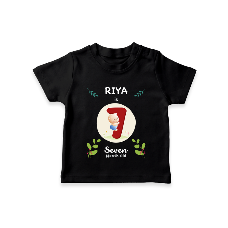 Celebrate Seven month of joy with our delightful customized T-Shirt For Babies - BLACK - 0-5 Months Old (Chest 17")