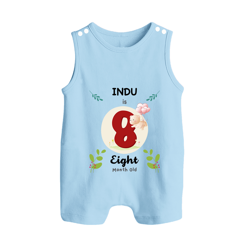 Customized Baby Romper Suit/ Sleeveless Romper | Celebrate 8th Month | Soft & Comfy Fit Romper Suit/ Sleeveless Romper - BABY BLUE - 0 - 5 Months Old (Chest 18")