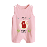 Celebrate Eight month of joy with our delightful customized Romper Suit For Babies - BABY PINK - 0 - 5 Months Old (Chest 18")