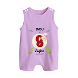 Celebrate Eight month of joy with our delightful customized Romper Suit For Babies - LILAC - 0 - 5 Months Old (Chest 18")