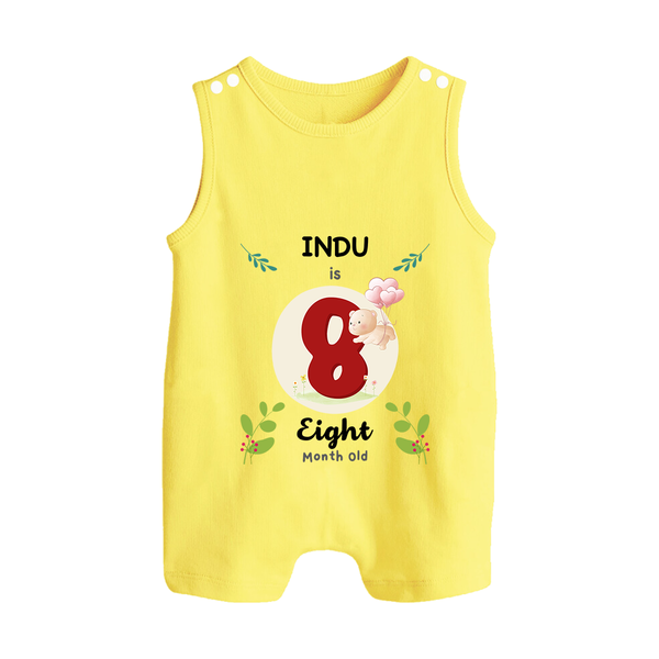 Customized Baby Romper Suit/ Sleeveless Romper | Celebrate 8th Month | Soft & Comfy Fit Romper Suit/ Sleeveless Romper - PASTEL YELLOW - 0 - 5 Months Old (Chest 18")