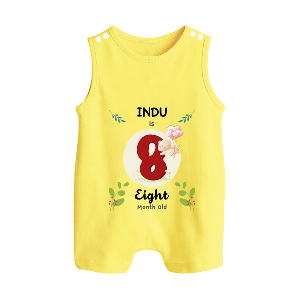 Celebrate Eight month of joy with our delightful customized Romper Suit For Babies - PASTEL YELLOW - 0 - 5 Months Old (Chest 18")