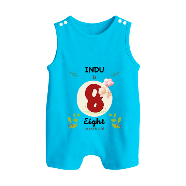 Customized Baby Romper Suit/ Sleeveless Romper | Celebrate 8th Month | Soft & Comfy Fit Romper Suit/ Sleeveless Romper - SKY BLUE - 0 - 5 Months Old (Chest 18")