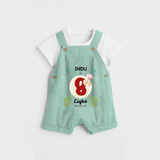 Celebrate The Eighth Month Birthday Customised Dungaree set for your Kids - LIGHT GREEN - 0 - 5 Months Old (Chest 17")