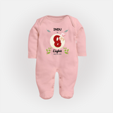 Celebrate Eight month of joy with our delightful customized Sleep Suit For Babies - BABY PINK - New Born (Chest 7.5")