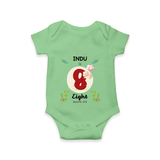Mark your little one's Eighth month with a personalized romper/onesie featuring their name! - GREEN - 0 - 3 Months Old (Chest 16")