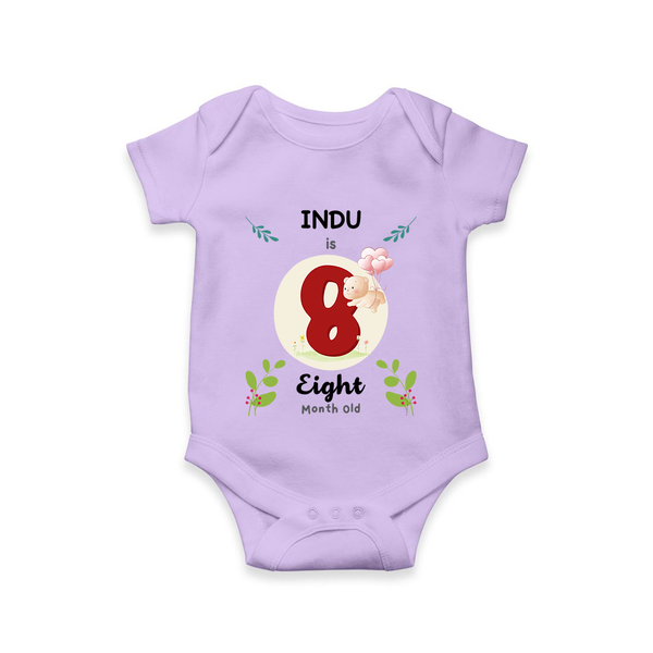 Customized Baby Romper/Onesie | Celebrate 8th Month | Soft & Comfy Fit - LILAC - New Born (Chest 14")