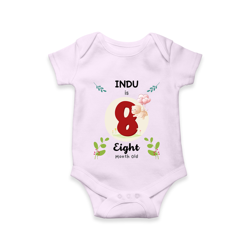 Celebrate Eight month of joy with our delightful customized Romper For Babies - LILAC - 0 - 3 Months Old (Chest 16")