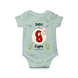 Mark your little one's Eighth month with a personalized romper/onesie featuring their name! - MINT GREEN - 0 - 3 Months Old (Chest 16")