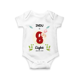 Mark your little one's Eighth month with a personalized romper/onesie featuring their name! - WHITE - 0 - 3 Months Old (Chest 16")