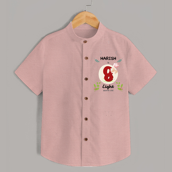 Customized Baby Shirt | Celebrate 8th Month | Soft & Comfy Fit Shirt - PEACH - 0 - 6 Months Old (Chest 23")