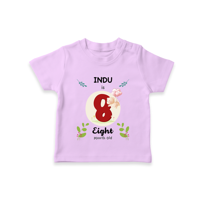 Customized Baby T-Shirt | Celebrate 8th Month | Soft & Comfy Fit T-Shirt - LILAC - 0-5 Months Old (Chest 17")