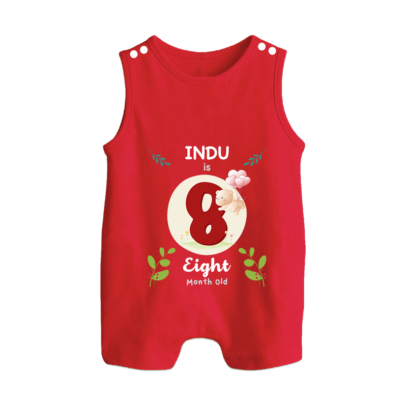 Celebrate Eight month of joy with our delightful customized Romper Suit For Babies - RED - 0 - 5 Months Old (Chest 18")