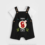 Celebrate Eight month of joy with our delightful customized Dungaree Set For Babies - BLACK - 0 - 5 Months Old (Chest 18")