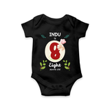 Mark your little one's Eighth month with a personalized romper/onesie featuring their name! - BLACK - 0 - 3 Months Old (Chest 16")