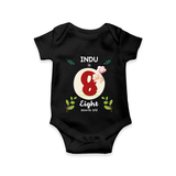 Celebrate Eight month of joy with our delightful customized Romper For Babies - BLACK - 0 - 3 Months Old (Chest 16")