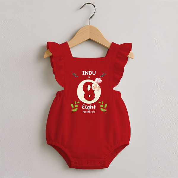 Customized Baby Romper Frock | Celebrate 8th Month | Soft & Comfy Fit Romper Frock - RED - 0 - 3 Months Old (Chest 19")