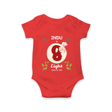 Celebrate Eight month of joy with our delightful customized Romper For Babies - RED - 0 - 3 Months Old (Chest 16")