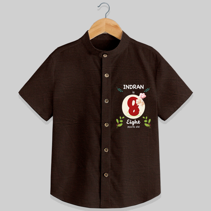 Mark your little one's 8th month Birthday with a personalized Shirt featuring their name! - CHOCOLATE BROWN - 0 - 6 Months Old (Chest 21")