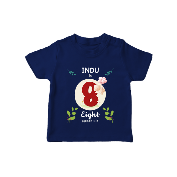 Customized Baby T-Shirt | Celebrate 8th Month | Soft & Comfy Fit T-Shirt - NAVY BLUE - 0-5 Months Old (Chest 17")
