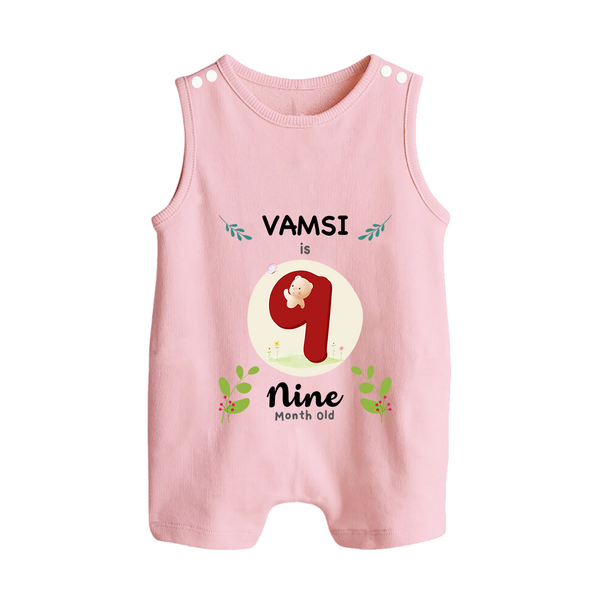 Customized Baby Romper Suit/ Sleeveless Romper | Celebrate 9th Month | Soft & Comfy Fit Romper Suit/ Sleeveless Romper - BABY PINK - 0 - 5 Months Old (Chest 18")