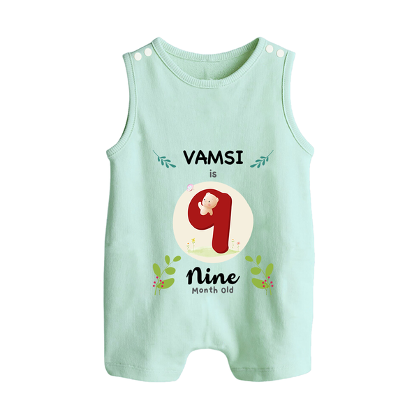Customized Baby Romper Suit/ Sleeveless Romper | Celebrate 9th Month | Soft & Comfy Fit Romper Suit/ Sleeveless Romper - MINT GREEN - 0 - 5 Months Old (Chest 18")
