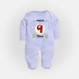 Celebrate Nine month of joy with our delightful customized Sleep Suit For Babies - BABY BLUE - New Born (Chest 7.5")