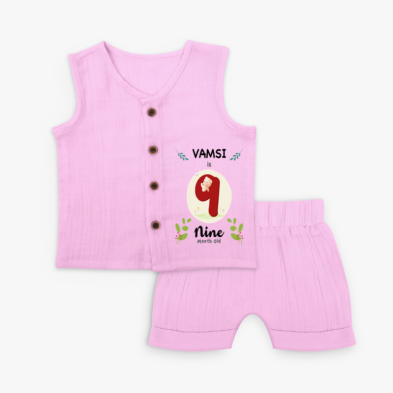 Celebrate The 9th Month Birthday Custom Jabla set, Personalized with your little one's name - LAVENDER ROSE - 0 - 3 Months Old (Chest 9.8")