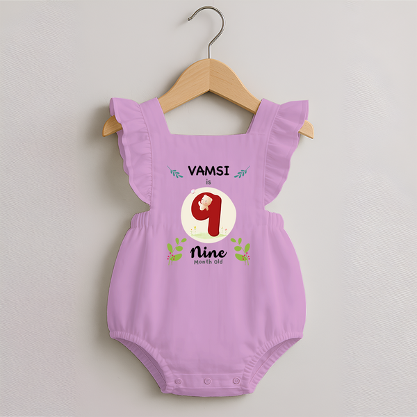 Customized Baby Romper Frock | Celebrate 9th Month | Soft & Comfy Fit Romper Frock - BABY PINK - 0 - 3 Months Old (Chest 19")