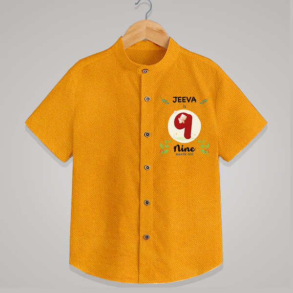Customized Baby Shirt | Celebrate 9th Month | Soft & Comfy Fit Shirt - CHROME YELLOW - 0 - 6 Months Old (Chest 23")