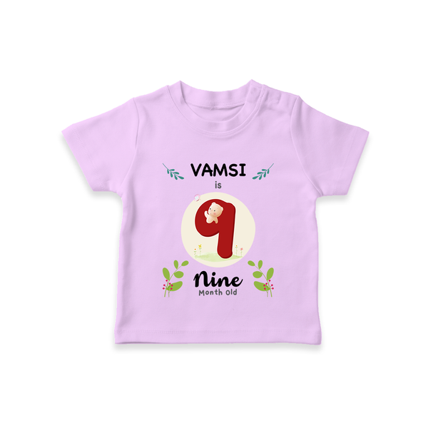 Customized Baby T-Shirt | Celebrate 9th Month | Soft & Comfy Fit T-Shirt - LILAC - 0-5 Months Old (Chest 17")